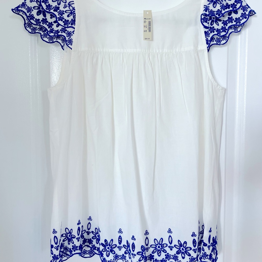 NWT madewell embroidered lined top sz2